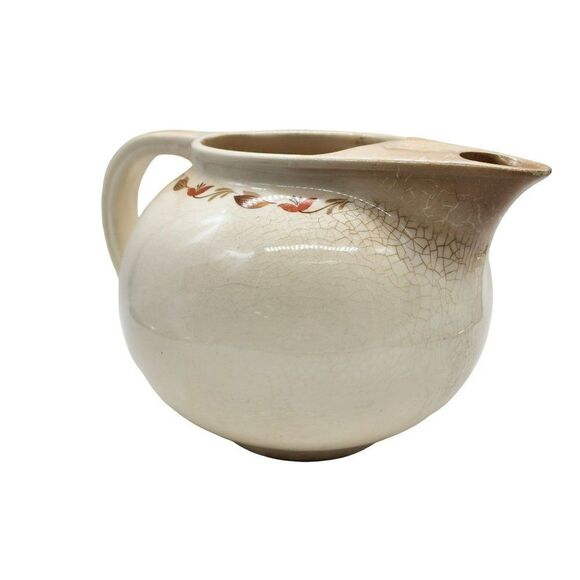 Vintage 1940's Universal Cambridge Glazed Pottery Pitcher Age Cracks in Glaze - Picture 3 of 11